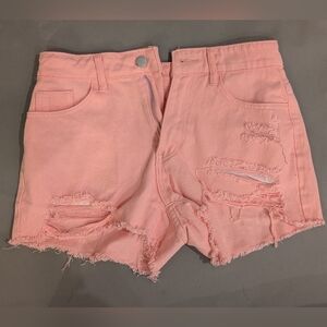 SHEIN Pink Distressed Jean Shorts
